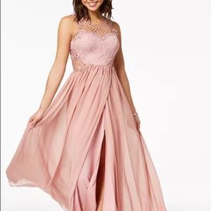 City Studios
Juniors' Embellished Illusion Tulip Gown